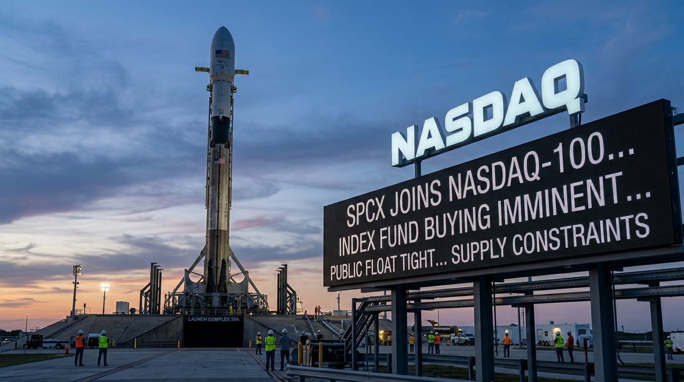 SPCX joins Nasdaq-100 Monday. The float is tiny.